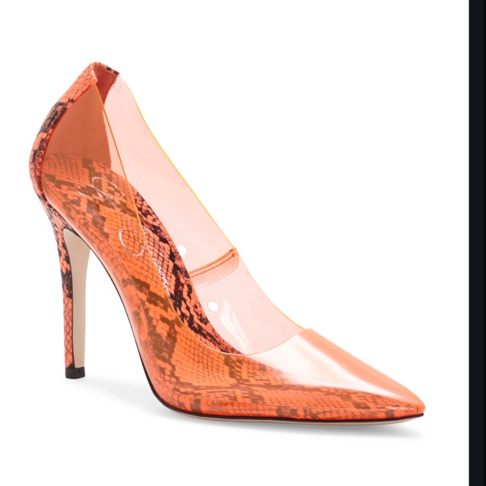Jessica Simpson Clear Neon Orange Shoe Pixera size 12